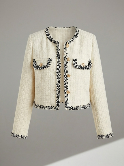 Camellia Contrast Trim Tweed Jacket
