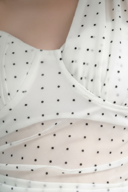 Polka Mesh Drape Top