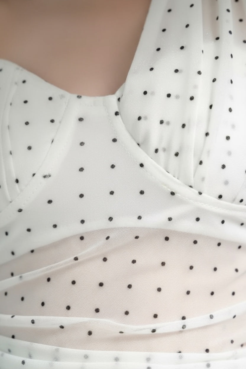 Polka Mesh Drape Top