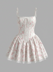 Floral Lace-Up Corset Dress