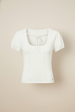Coquette Square-Neck Pointelle Knit Top