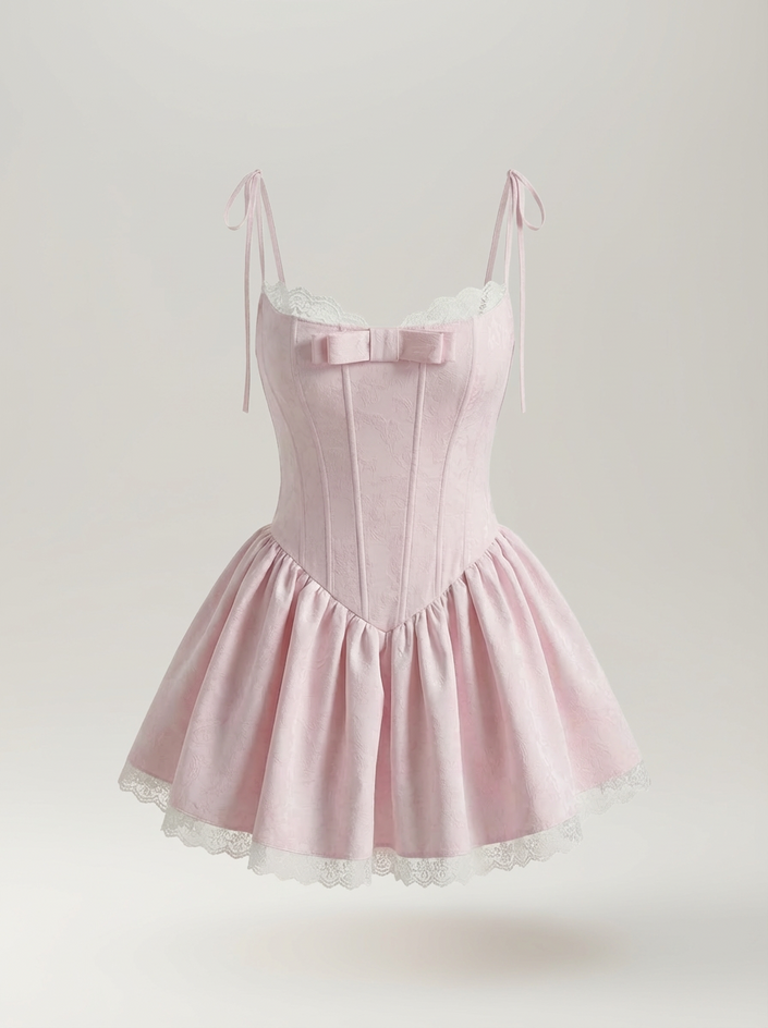 Rosé Lace Corset Dress