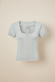 Coquette Square-Neck Pointelle Knit Top