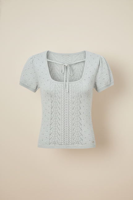 Coquette Square-Neck Pointelle Knit Top