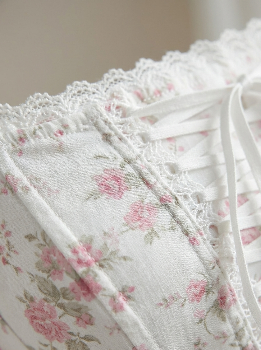 Floral Lace-Up Corset Dress