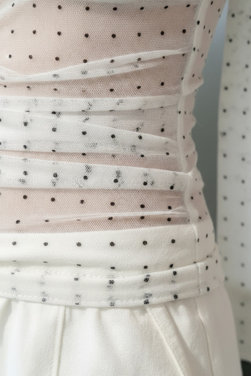 Polka Mesh Drape Top