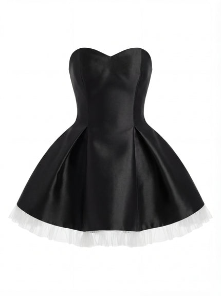 Strapless Satin Mini Dress
