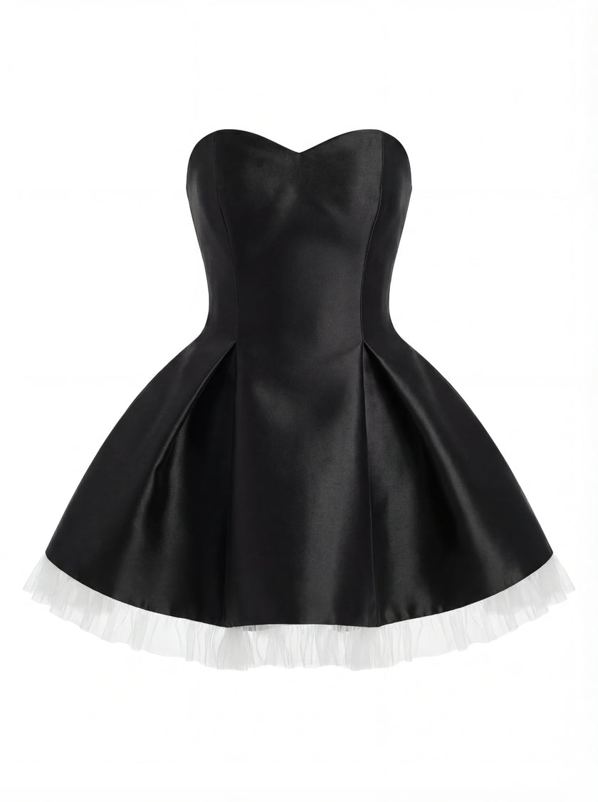 Strapless Satin Mini Dress