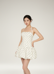 Celeste Polka-Dot Halter Bubble Mini Dress