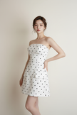 Ivory Polka-Dot Pocket Strapless Mini Dress