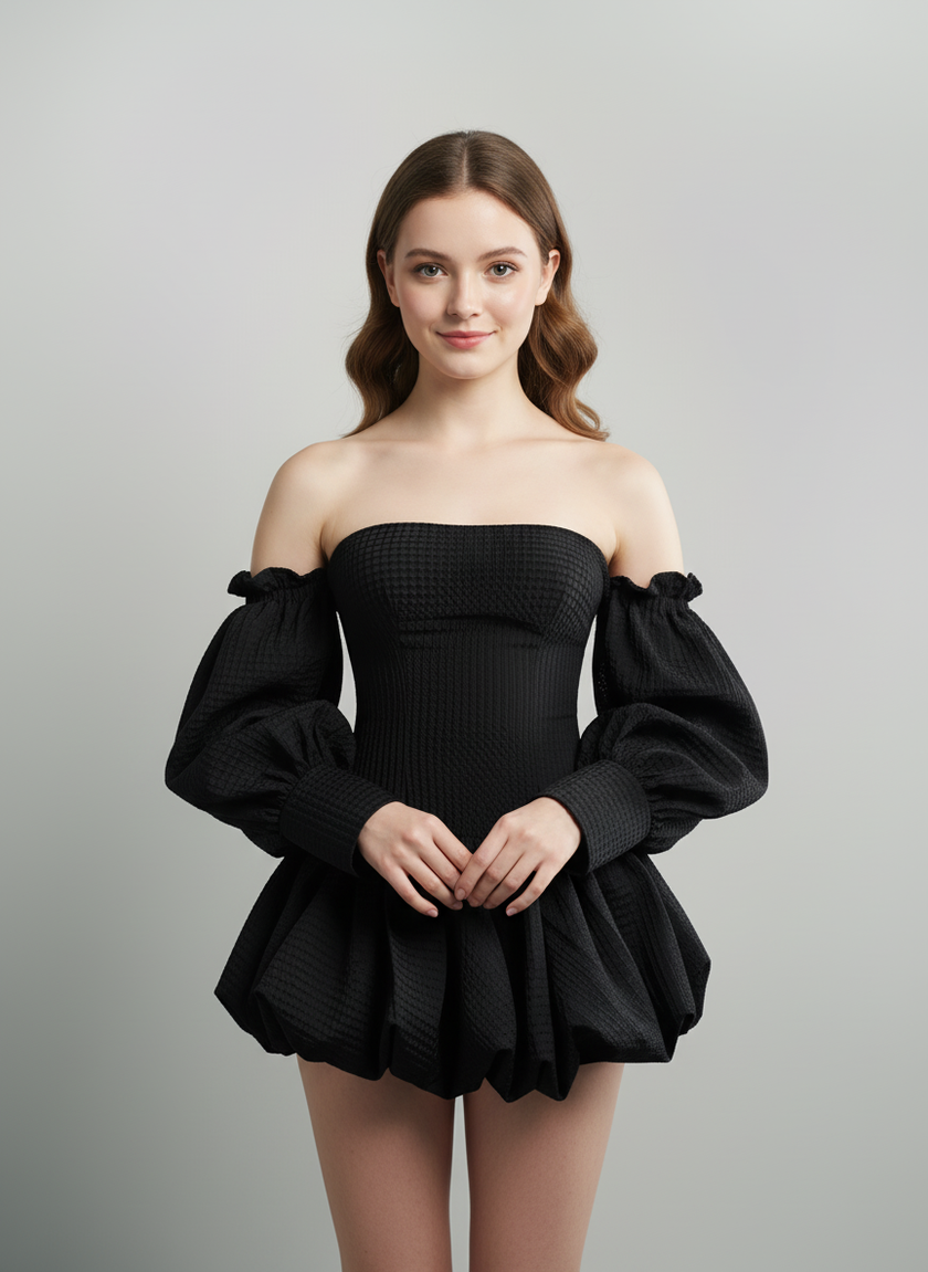 Midnight Bloom Bubble Dress