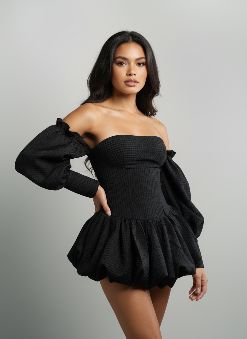 Midnight Bloom Bubble Dress