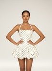 Celeste Polka-Dot Halter Bubble Mini Dress