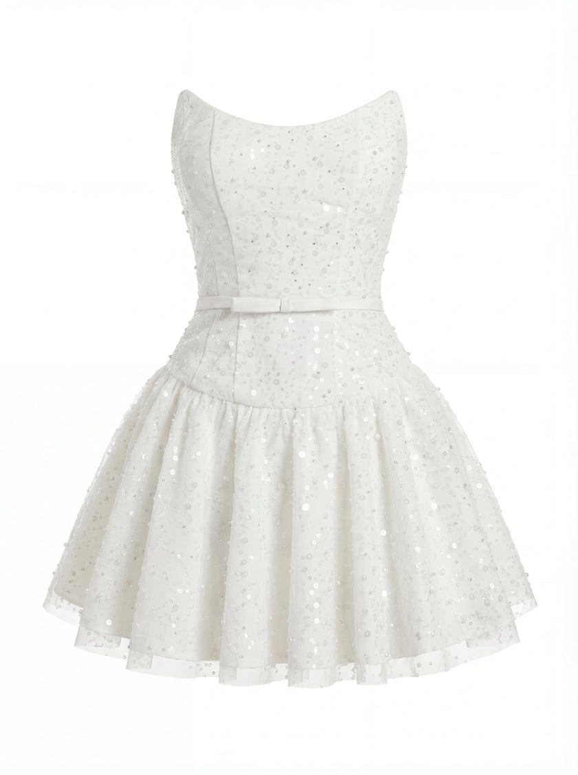 Embellished Strapless Mini Dress