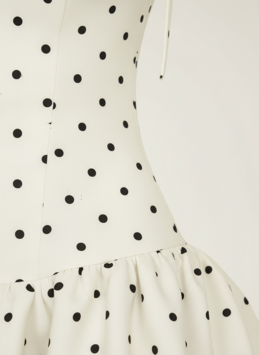 Celeste Polka-Dot Halter Bubble Mini Dress