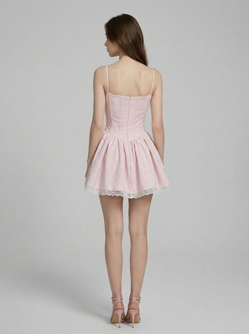 Rosé Lace Corset Dress