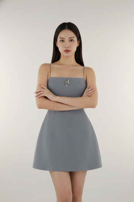 Luna Steel Slip Mini Dress