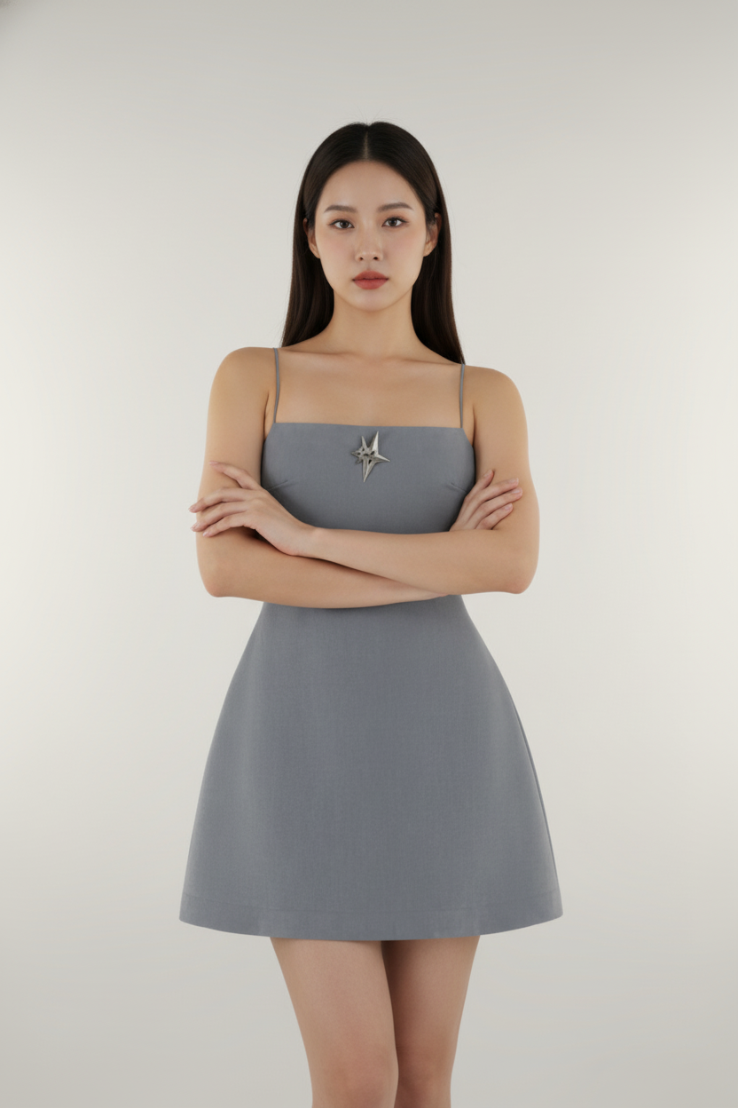 Luna Steel Slip Mini Dress