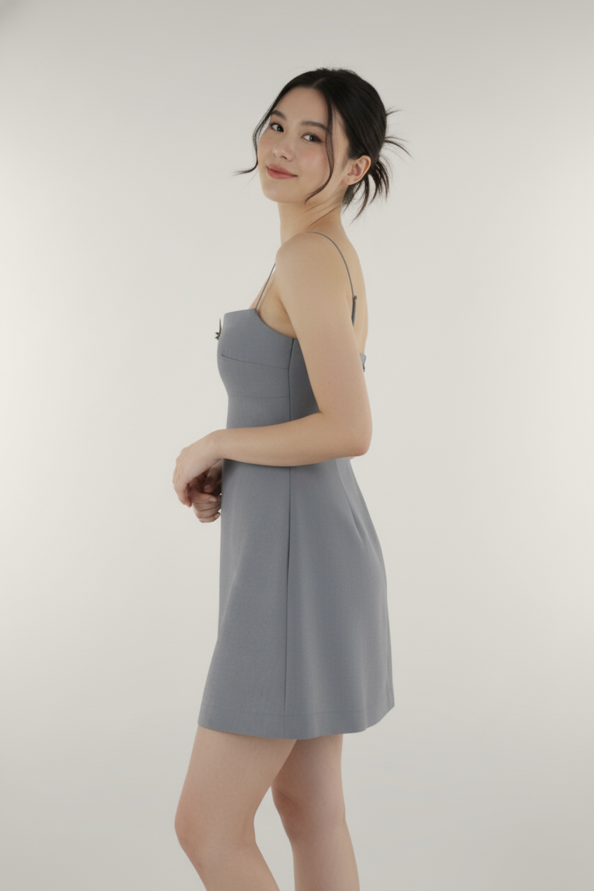 Luna Steel Slip Mini Dress