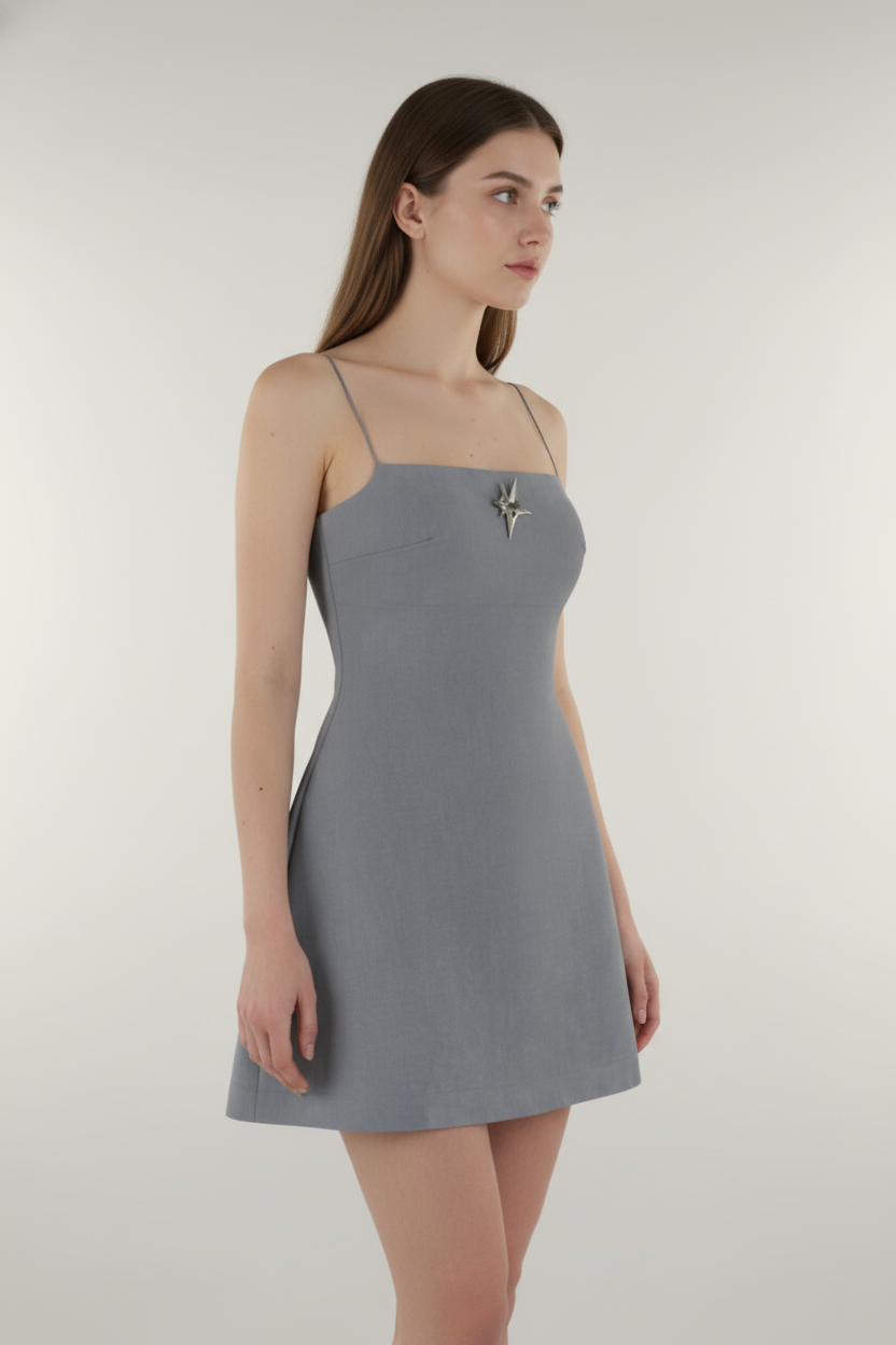 Luna Steel Slip Mini Dress