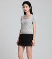 Coquette Square-Neck Pointelle Knit Top
