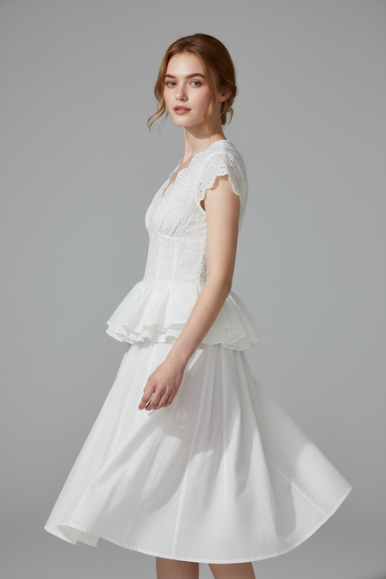 Ivory Lace Peplum Sweetheart Top