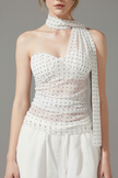 Polka Mesh Drape Top
