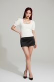 Coquette Square-Neck Pointelle Knit Top