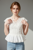 Ivory Lace Peplum Sweetheart Top