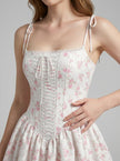 Floral Lace-Up Corset Dress