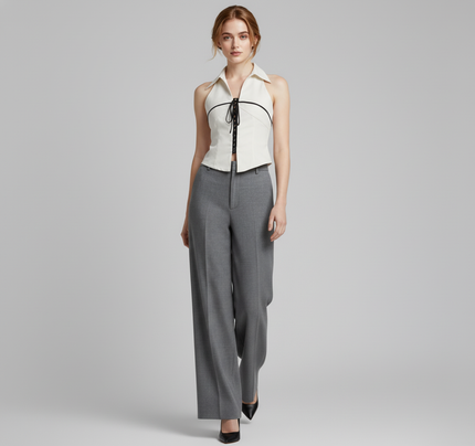 Tailored Lace-Up Halter Corset Top