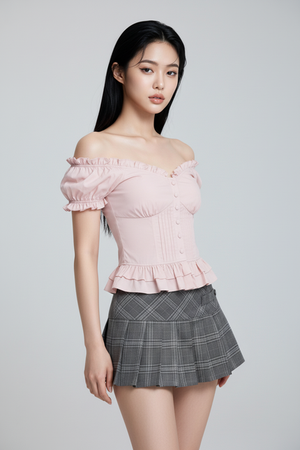 Ruffle Peplum Corset Top