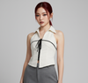 Tailored Lace-Up Halter Corset Top