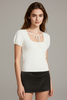 Coquette Square-Neck Pointelle Knit Top