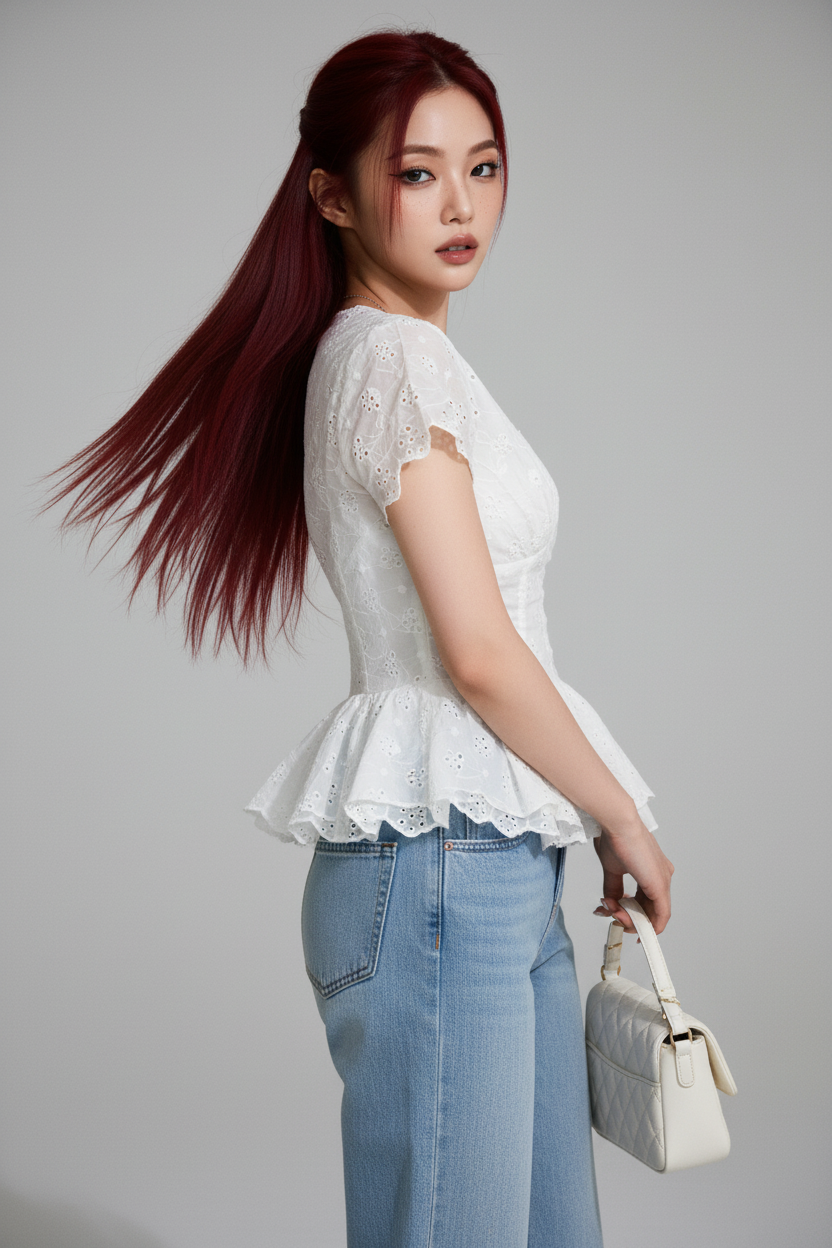 Ivory Lace Peplum Sweetheart Top