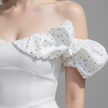 Off-Shoulder Ruffle Dot Bustier Top – White