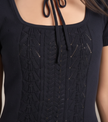 Coquette Square-Neck Pointelle Knit Top
