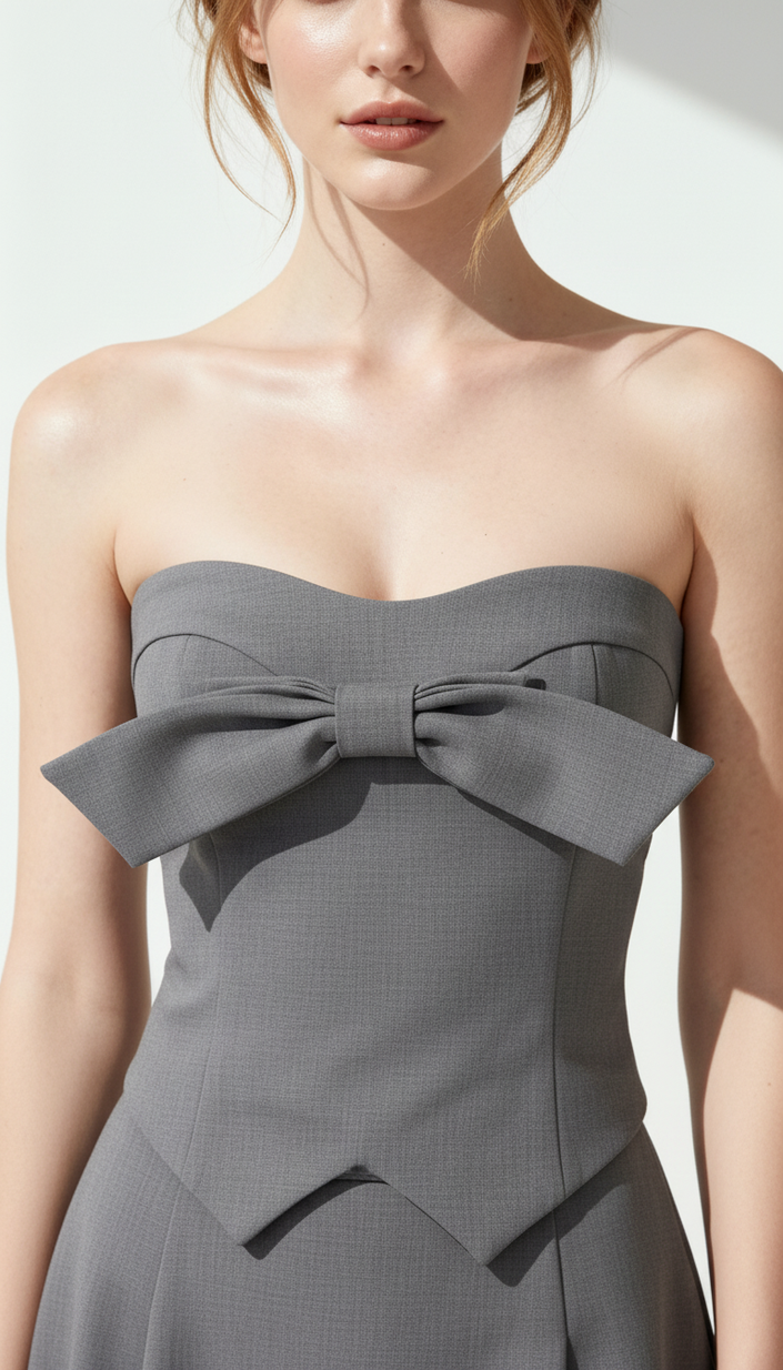 Slate Bow Sculpted Corset Top