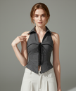 Tailored Lace-Up Halter Corset Top