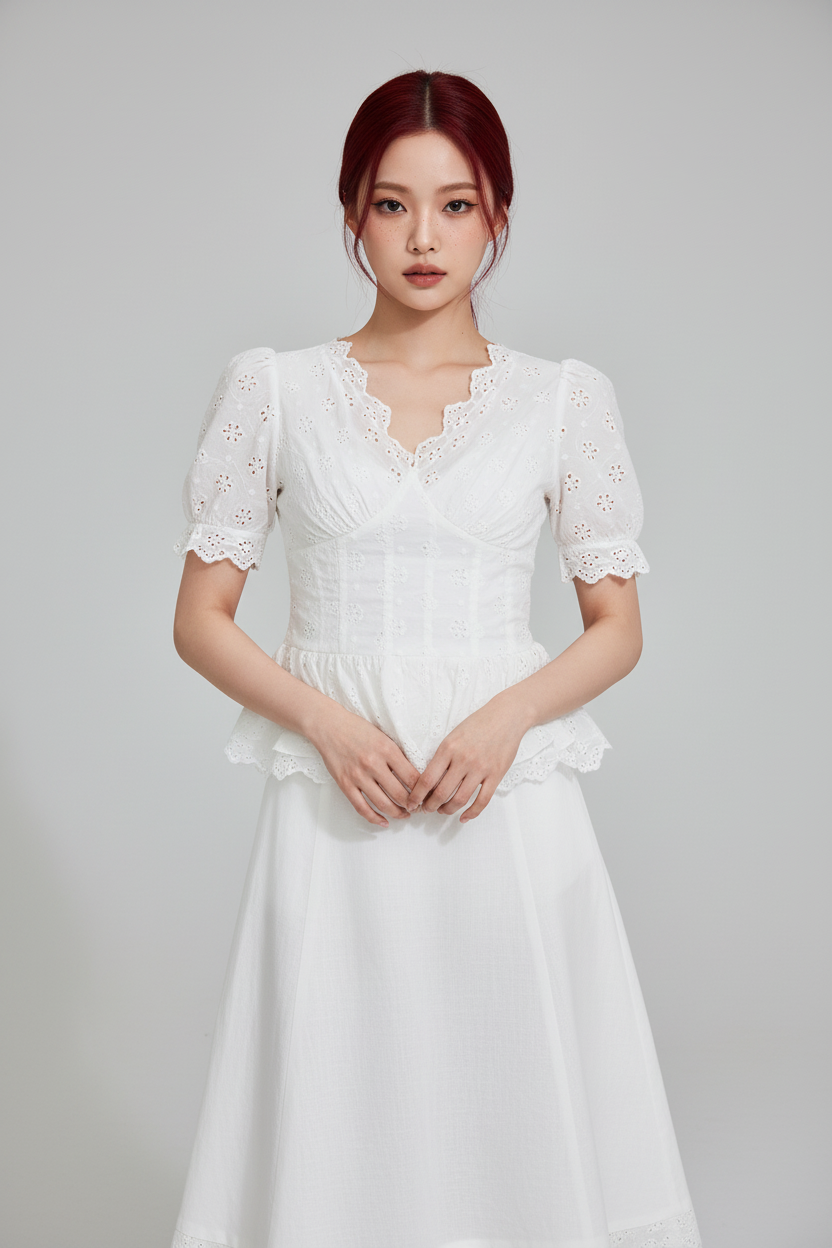 Ivory Lace Peplum Sweetheart Top