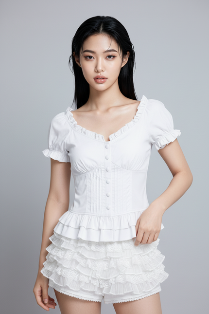 Ruffle Peplum Corset Top