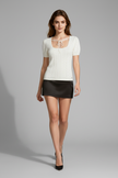 Coquette Square-Neck Pointelle Knit Top