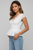 Ivory Lace Peplum Sweetheart Top