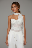 Polka Mesh Drape Top