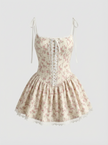 Floral Lace-Up Corset Dress