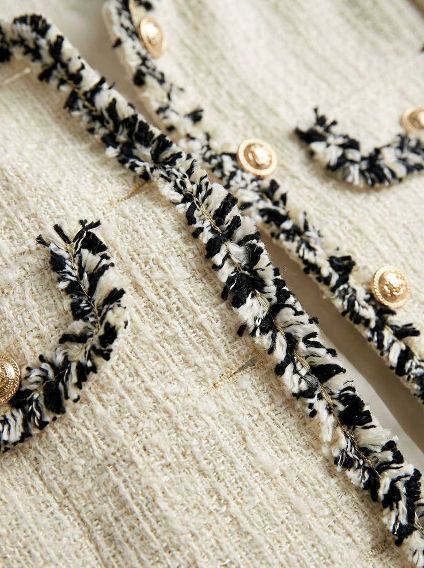 Camellia Contrast Trim Tweed Jacket