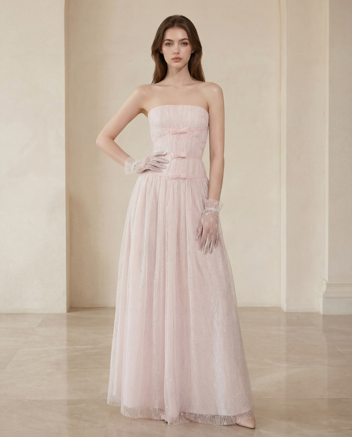 Strapless Bow Maxi Dress