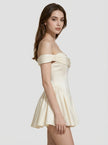 Silk Off-Shoulder Sculpted Mini Dress