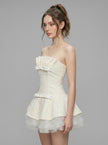 Pearl Petal Pleated Mini Dress