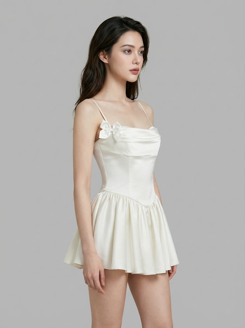 Satin Cowl Corset Mini Dress